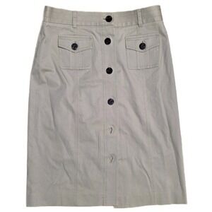 Talbots Petites Pencil Skirt Women's Size 60 Light‎ Khaki Button-Down Stretch